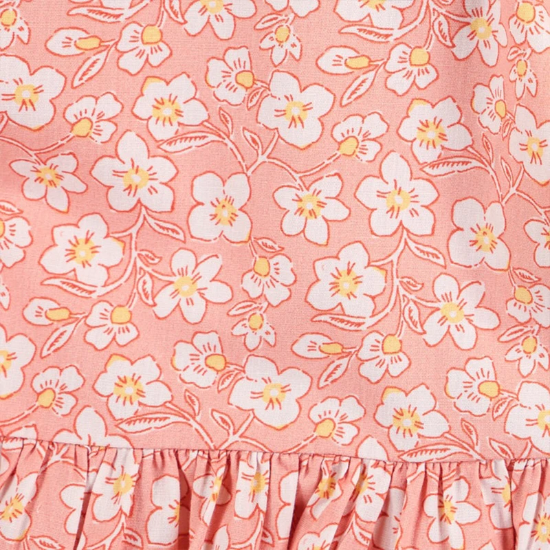 Robe d'été fleurie pour fille, sans manches en coton respirant